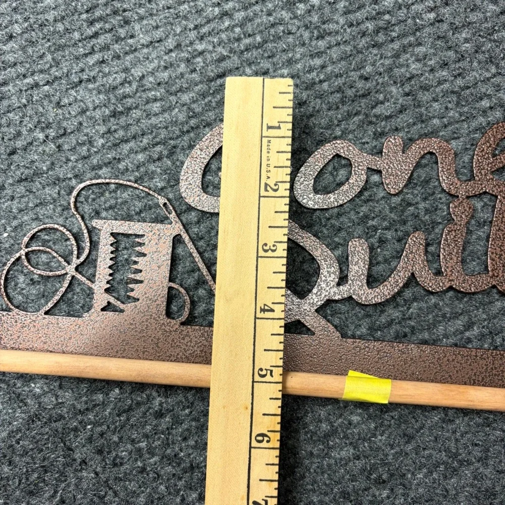 Gone Quilting Metal Wall Quilt Hanger 18 Inch Copper Tone Sign with Wood Dowel